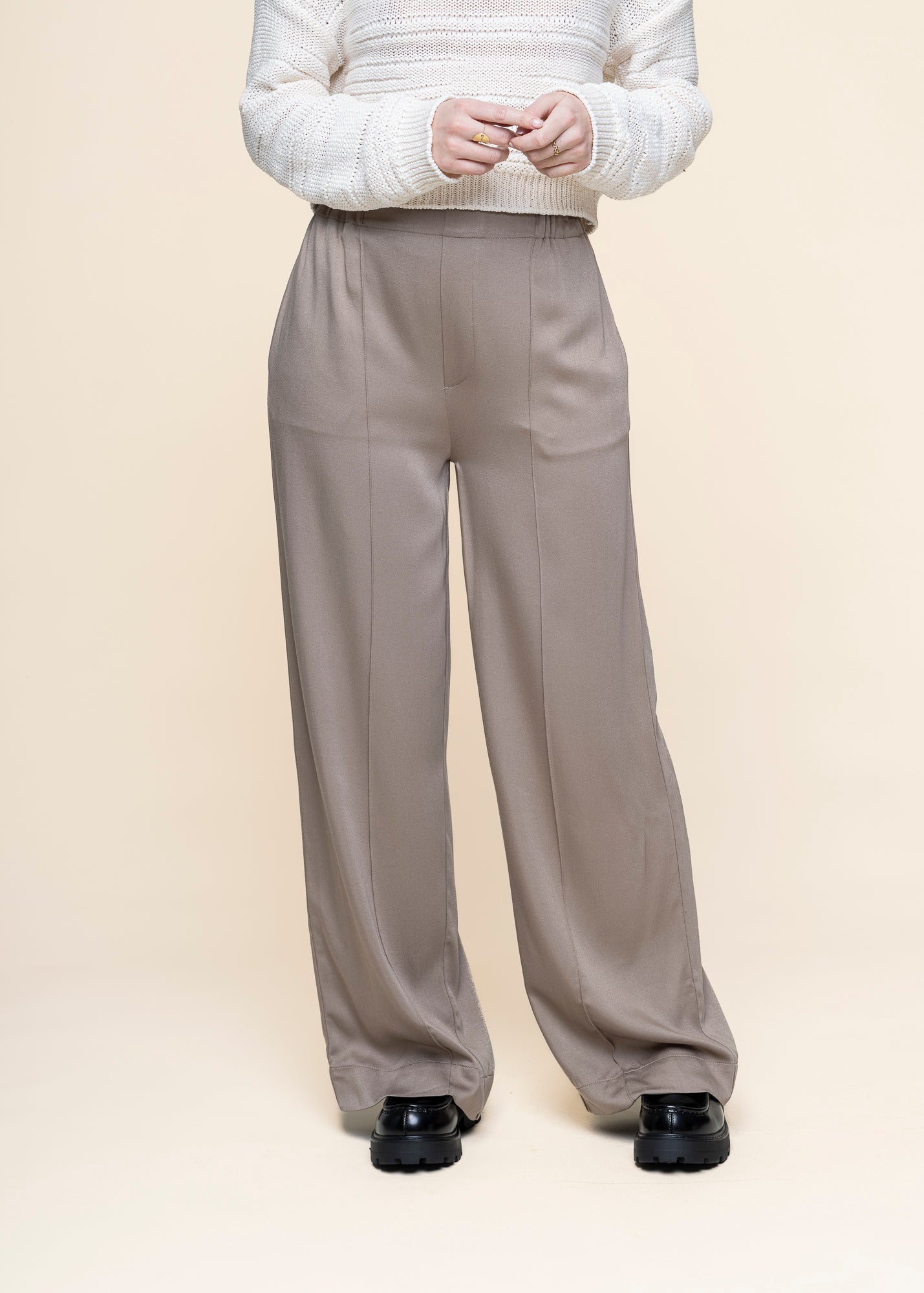 Pantalon ample en ecovero | beige "jonvaalie - shiitake"