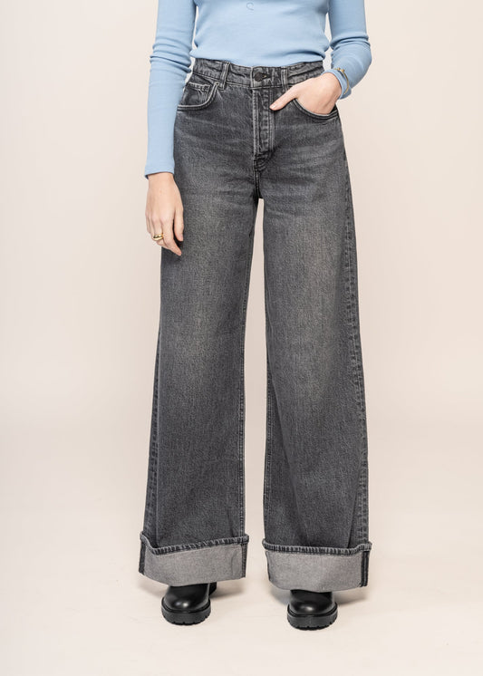 Jean ample en coton bio et recyclé | gris "blinaa washed obsidian"