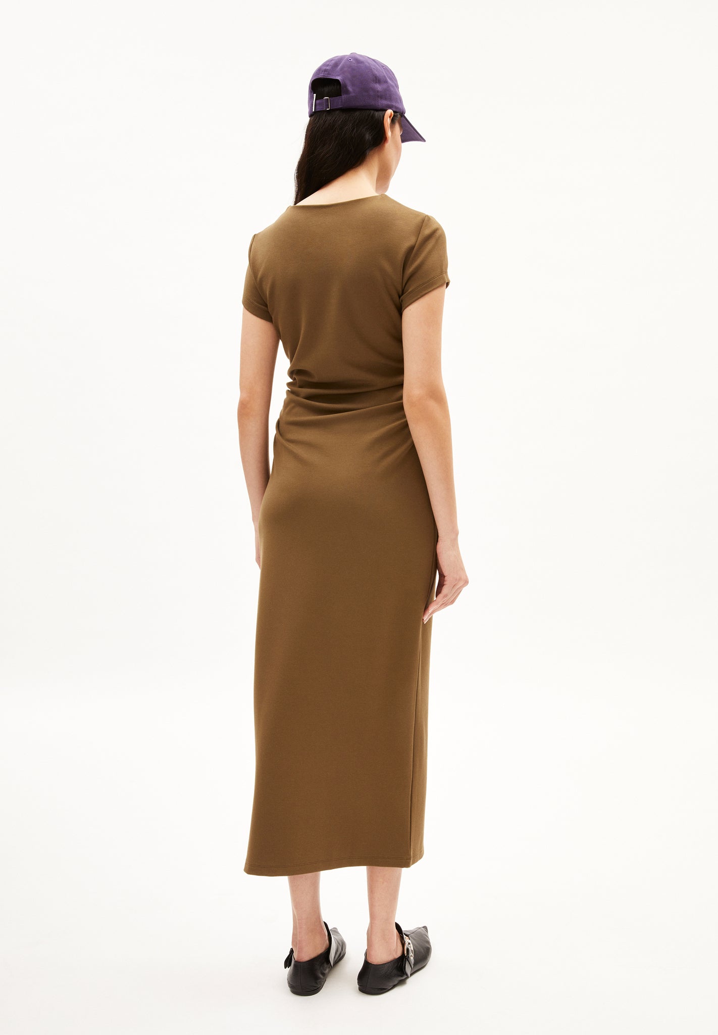 Robe longue en ecovero | marron "adaaja dried moss"