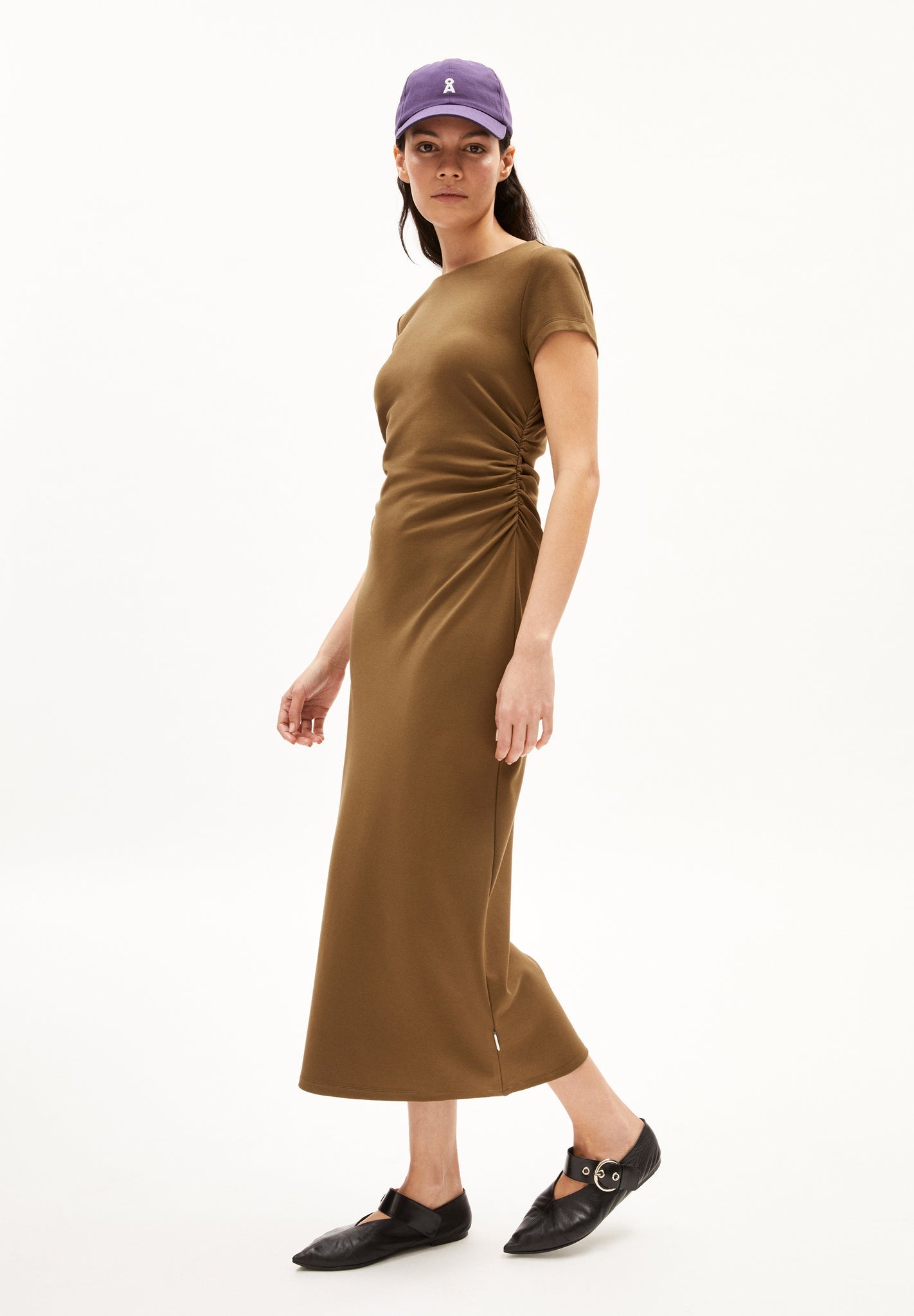 Robe longue en ecovero | marron "adaaja dried moss"