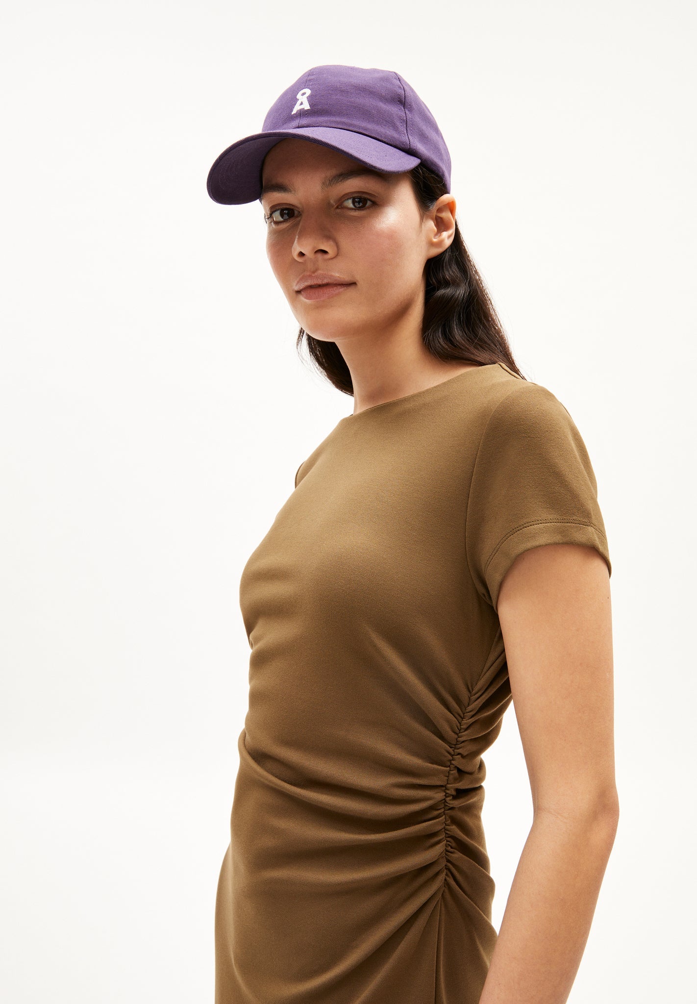 Robe longue en ecovero | marron "adaaja dried moss"