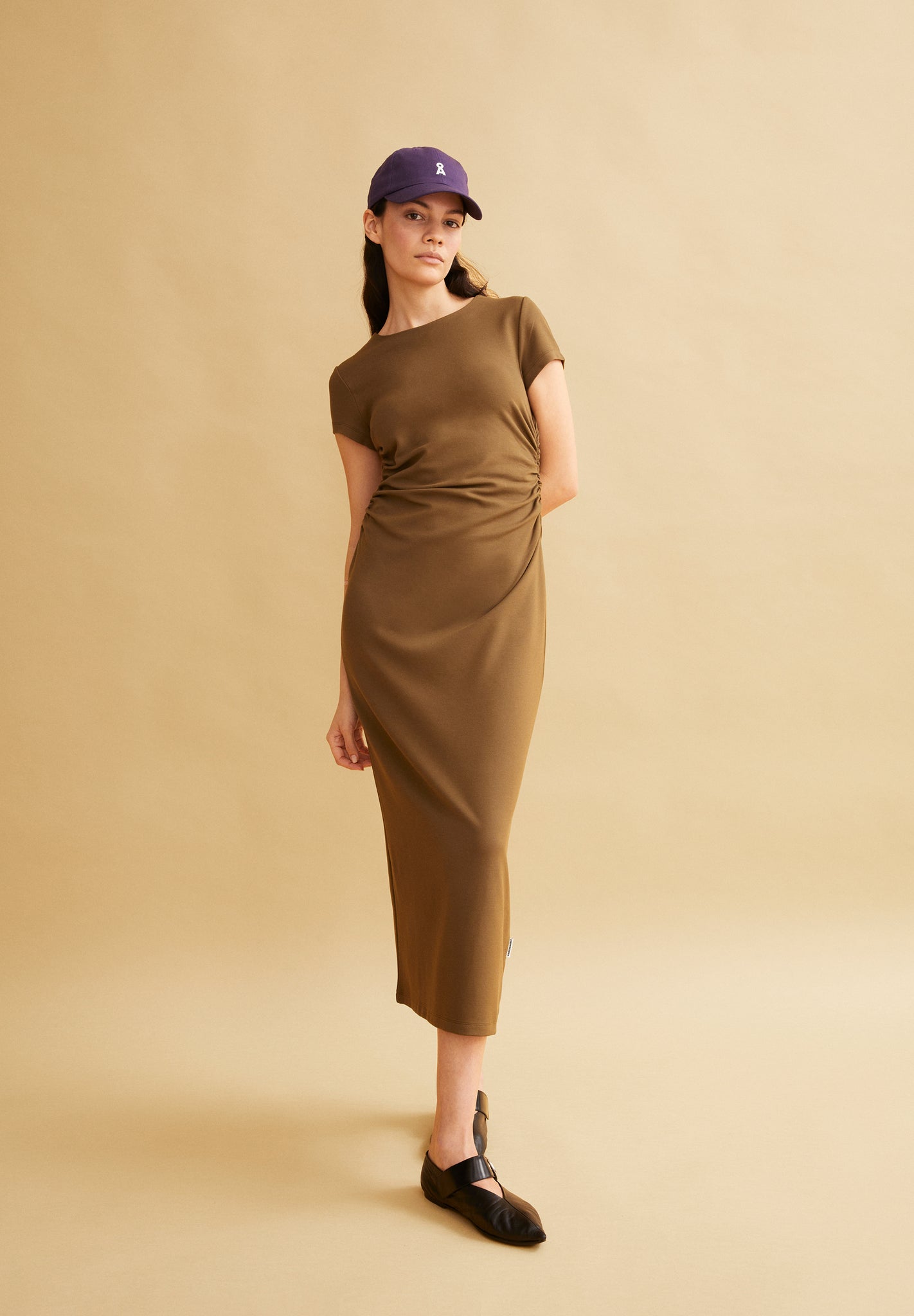 Robe longue en ecovero | marron "adaaja dried moss"