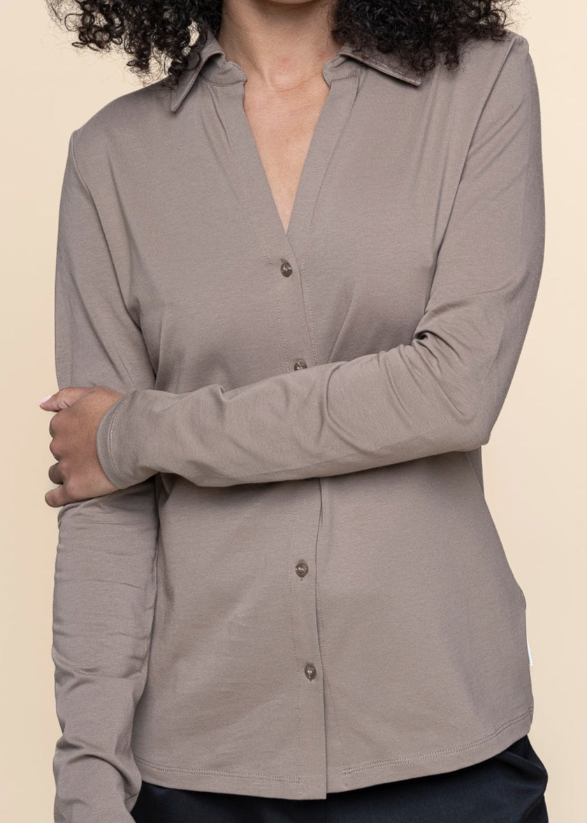 Chemise en coton biologique | marron "nalaannia - shiitake"