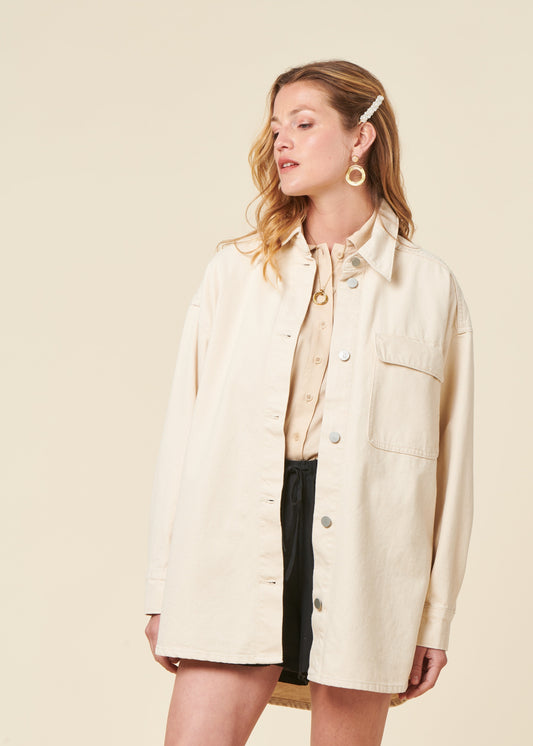Surchemise en coton biologique recyclé non teinté | beige "taale - undyed"