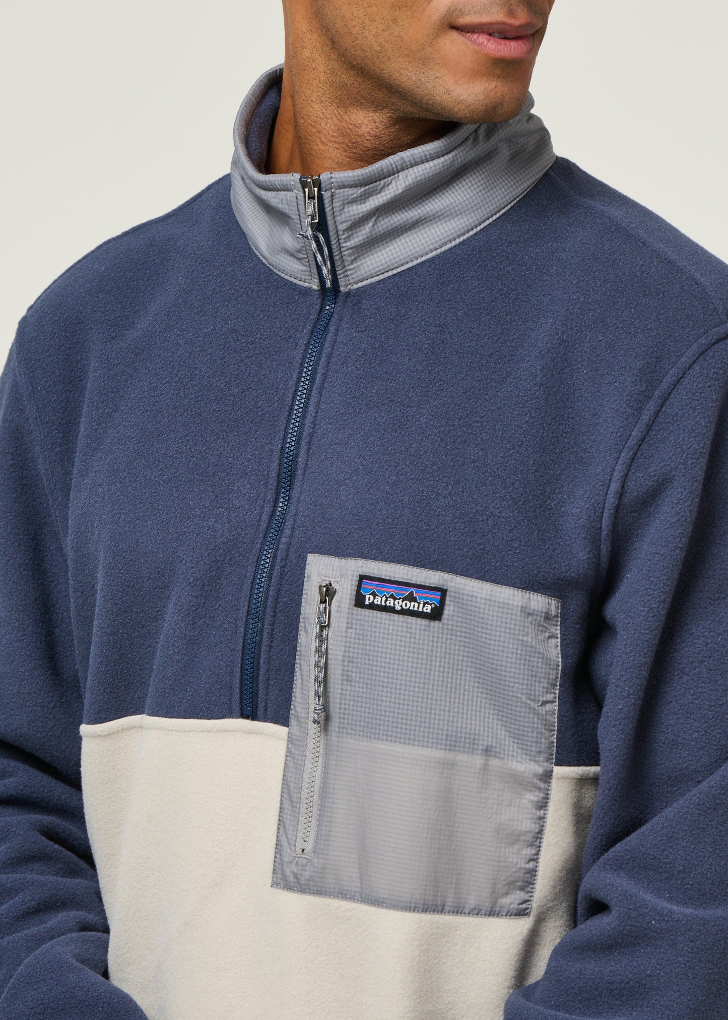 Polaire col zippé en recyclé | bicolore "microdini 1/2 zip p/o - plcn"