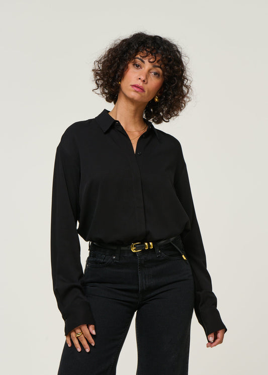 Blouse en viscose ecovero | noir "larisaana longsleeve - black"