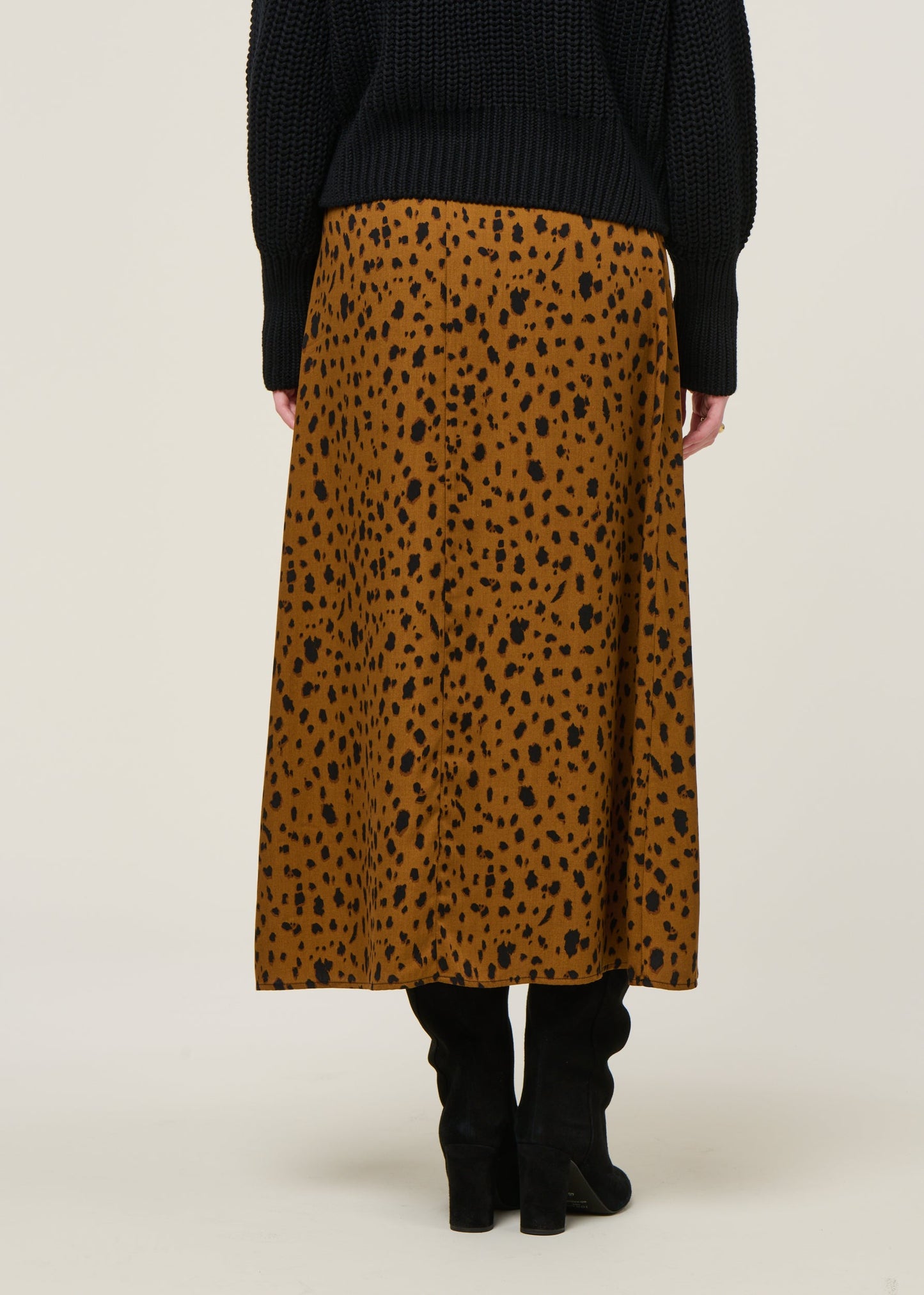 Jupe longue en tencel | "wolaaria leopaa - dark camel"