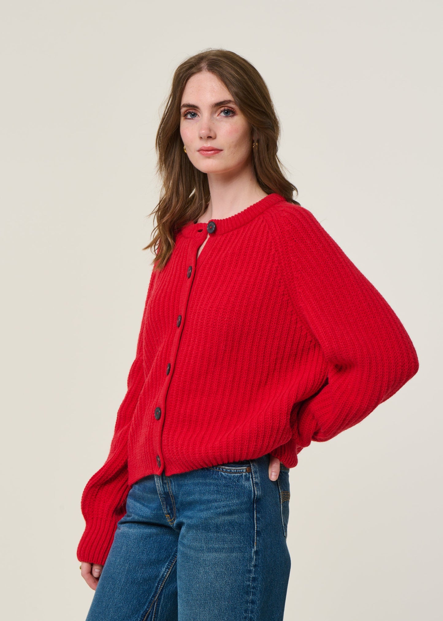 Gilet en laine et coton bio | rouge "selmaa - candy apple"