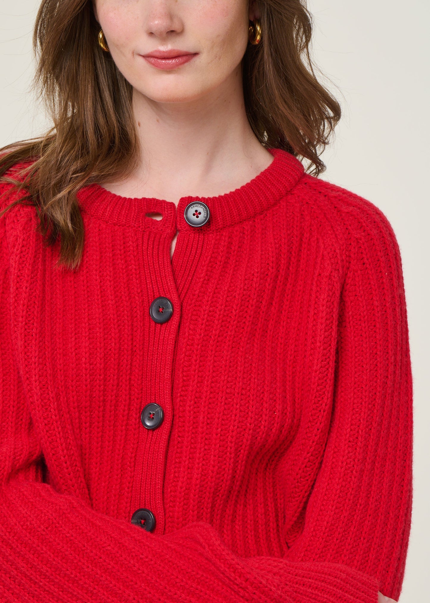 Gilet en laine et coton bio | rouge "selmaa - candy apple"