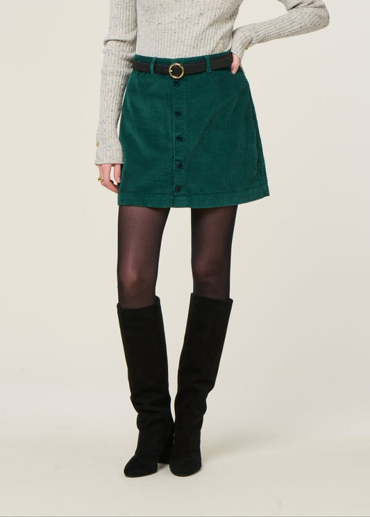 Jupe courte en velours | vert "corduroy mini skirt green"