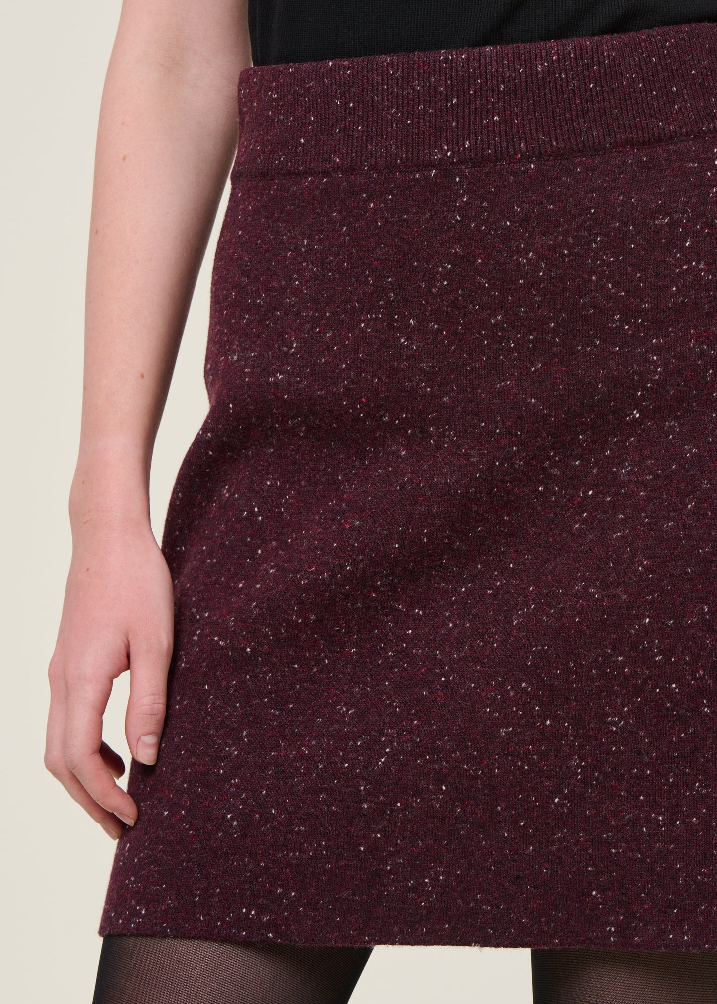 Jupe en laine bio | bordeaux "darlaa tweed - dark cranberry"