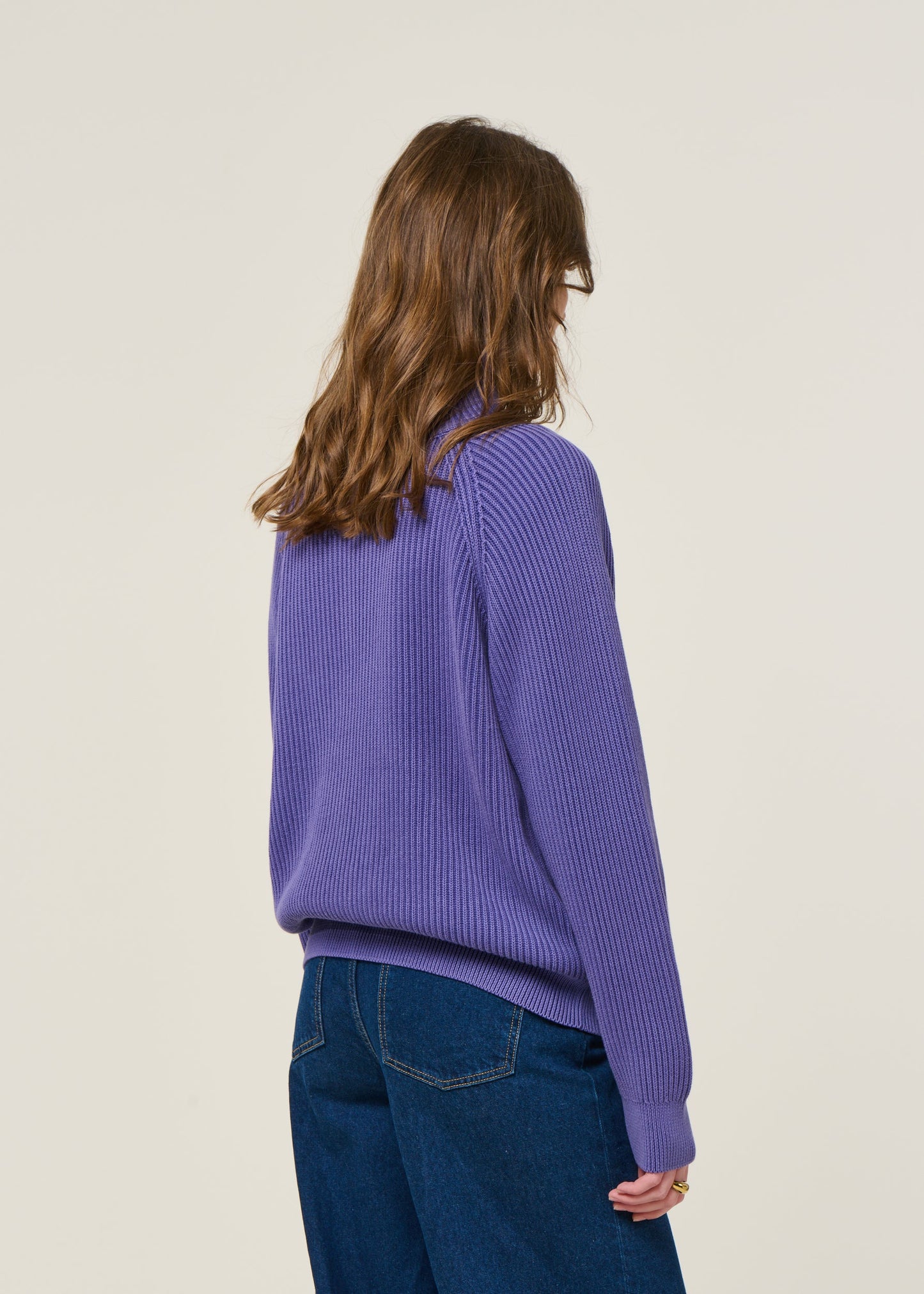 Pull col camionneur en coton bio | violet "ronyiaas gmt dye - indigo lilac"