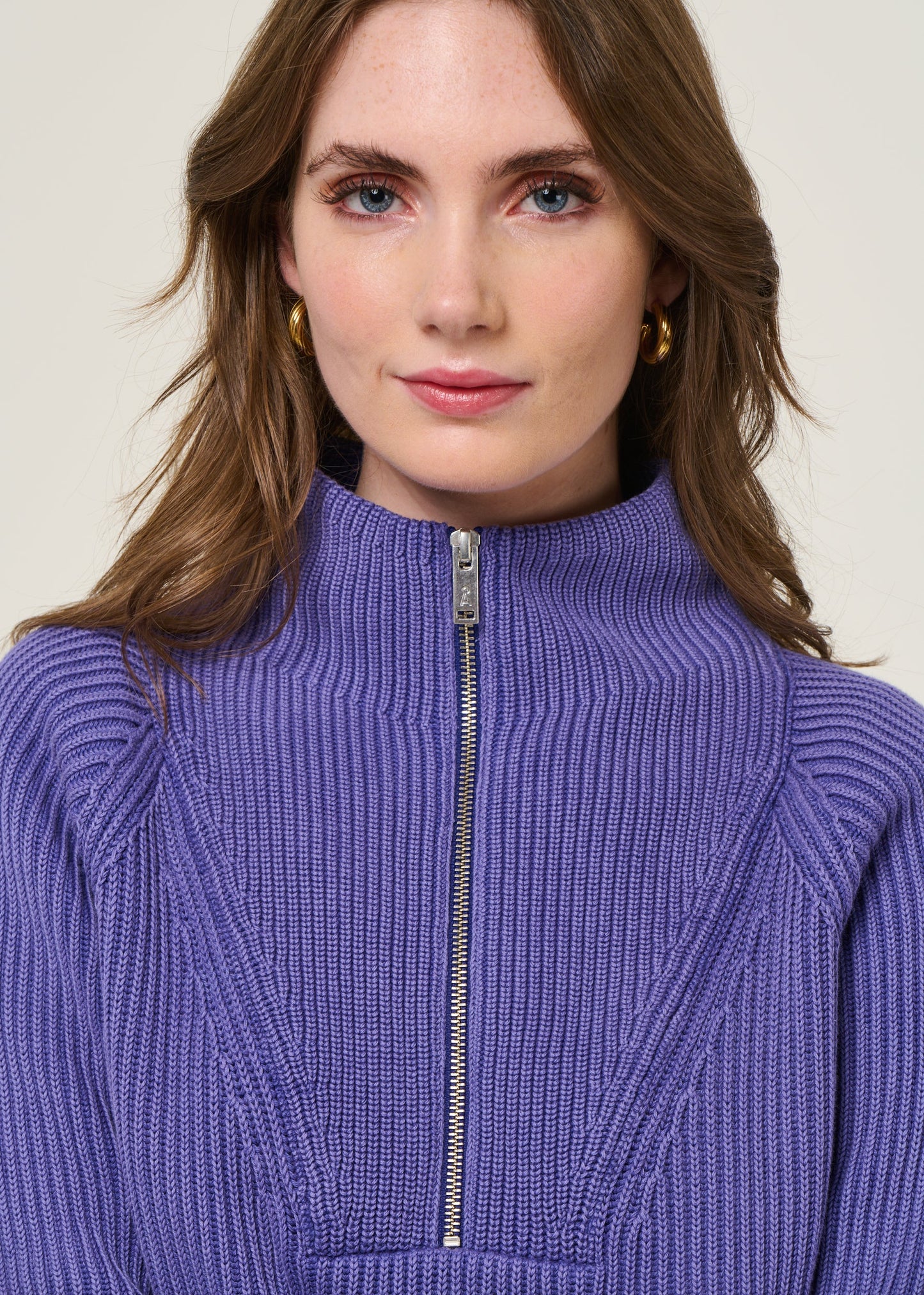 Pull col camionneur en coton bio | violet "ronyiaas gmt dye - indigo lilac"