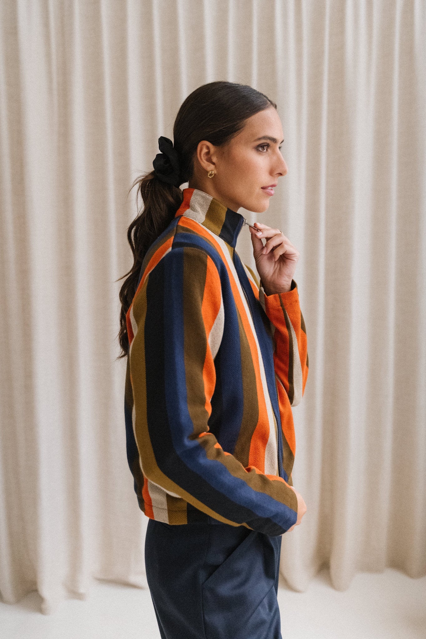 Veste en coton bio | rayée "burnley blanket ceci jacket - multicolor"