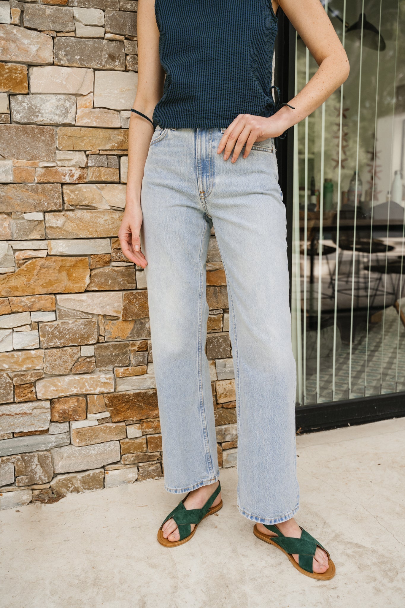 Jean ample en coton bio | bleu clair 'clean eileen sunday moon'