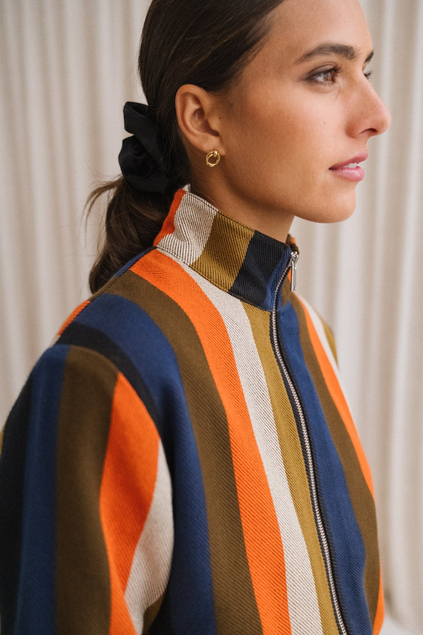 Veste en coton bio | rayée "burnley blanket ceci jacket - multicolor"