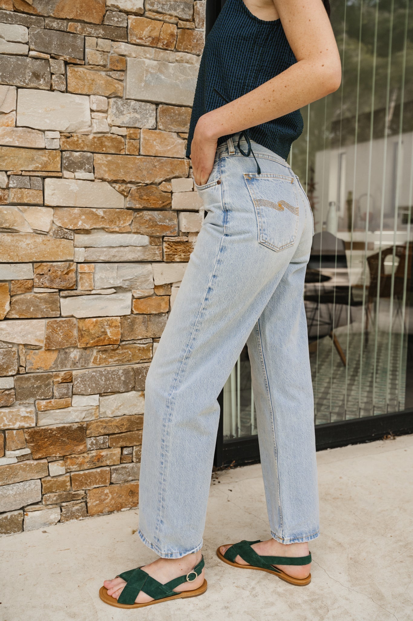 Jean ample en coton bio | bleu clair 'clean eileen sunday moon'