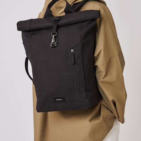 Sac à dos rolltop noir en coton bio - Dante vegan (ancien sku)