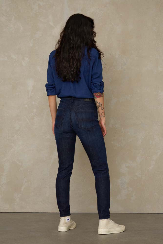 Jean skinny en coton bio | bleu brut "christina high gorbi"