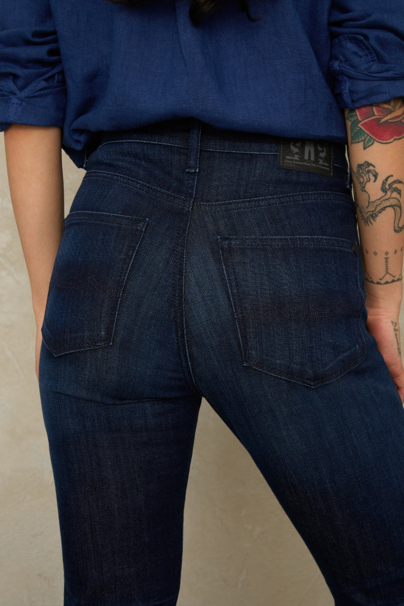 Jean skinny en coton bio | bleu brut "christina high gorbi"
