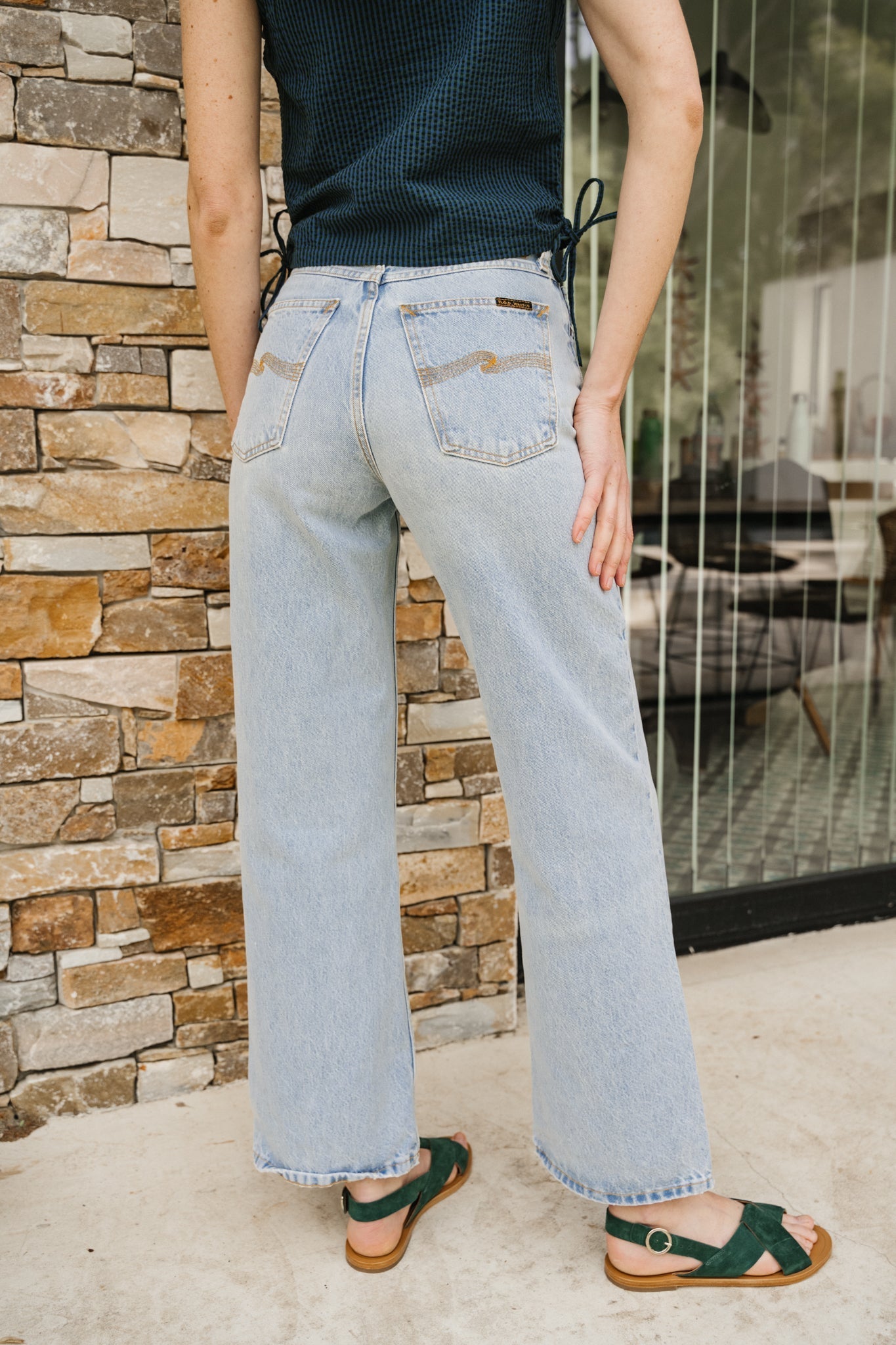 Jean ample en coton bio | bleu clair 'clean eileen sunday moon'