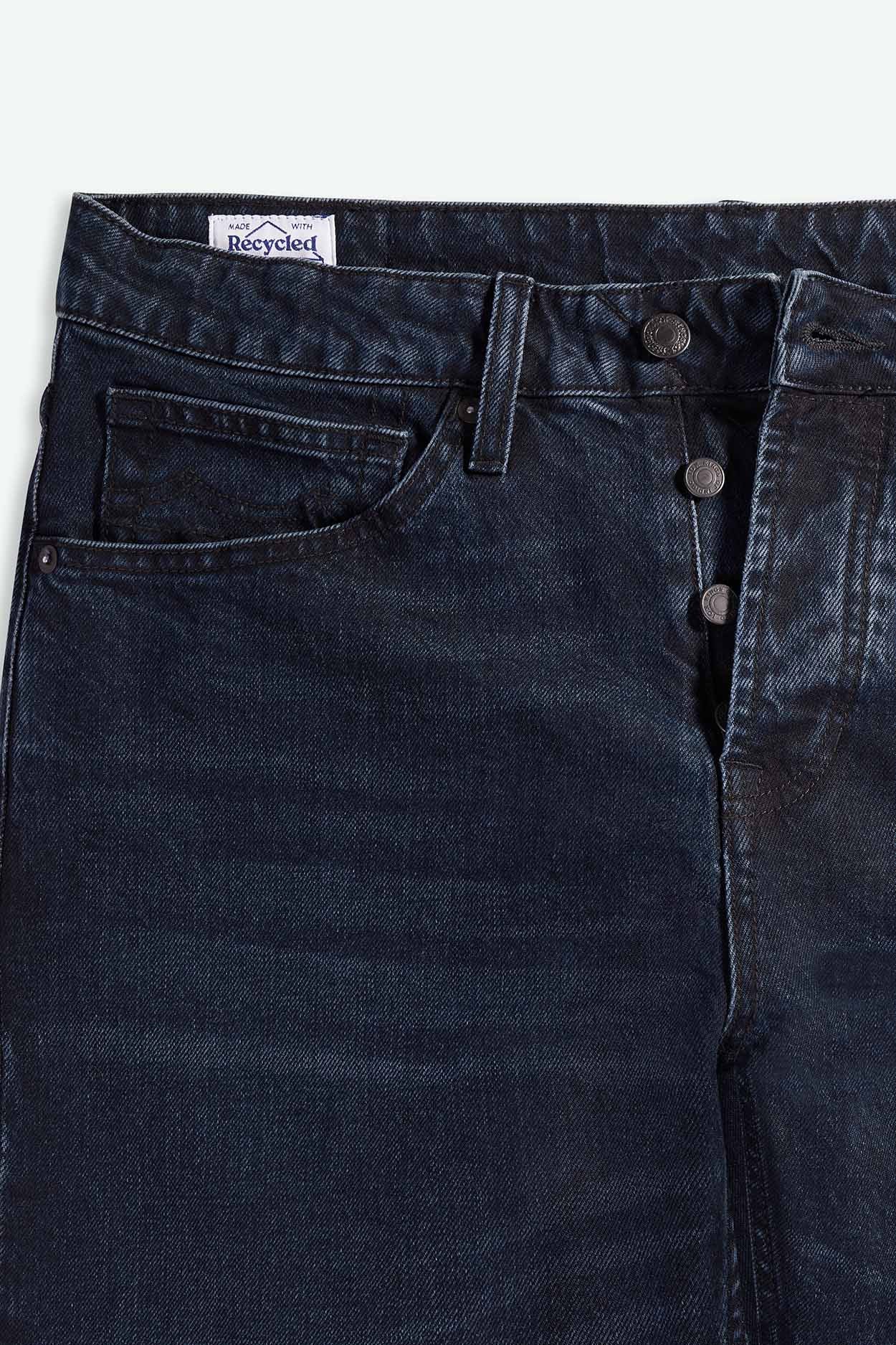 Jean fuselé en coton bio | bleu noir "addo - xavier blue black worn"