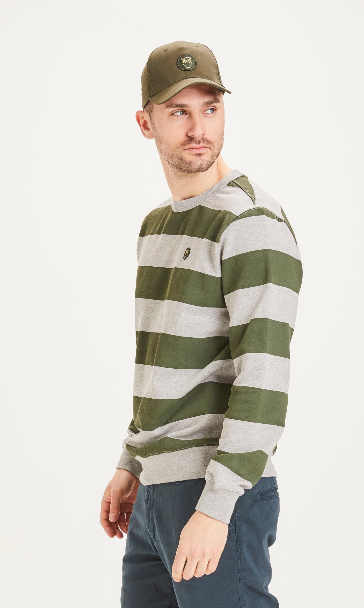 Sweat rayé bicolore en coton bio - ELM stripes sweat forrest night