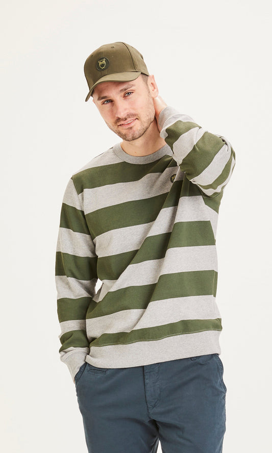 Sweat rayé bicolore en coton bio - ELM stripes sweat forrest night