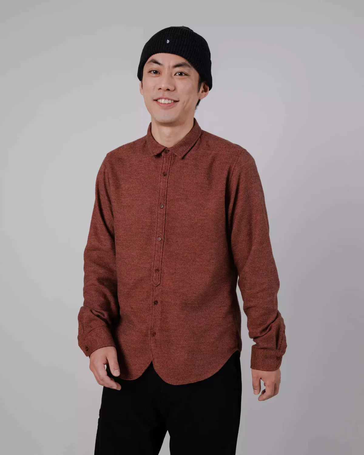 Chemise en flanelle de coton bio | Rouille "mouline regular shirt orange"
