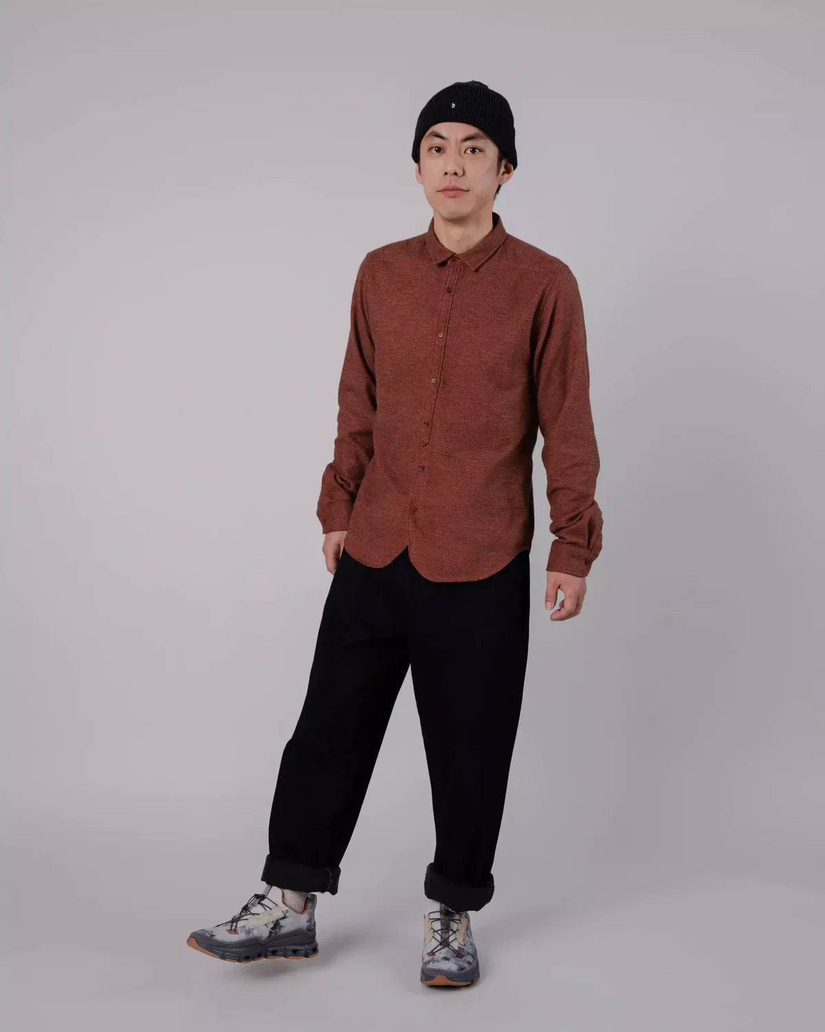 Chemise en flanelle de coton bio | Rouille "mouline regular shirt orange"