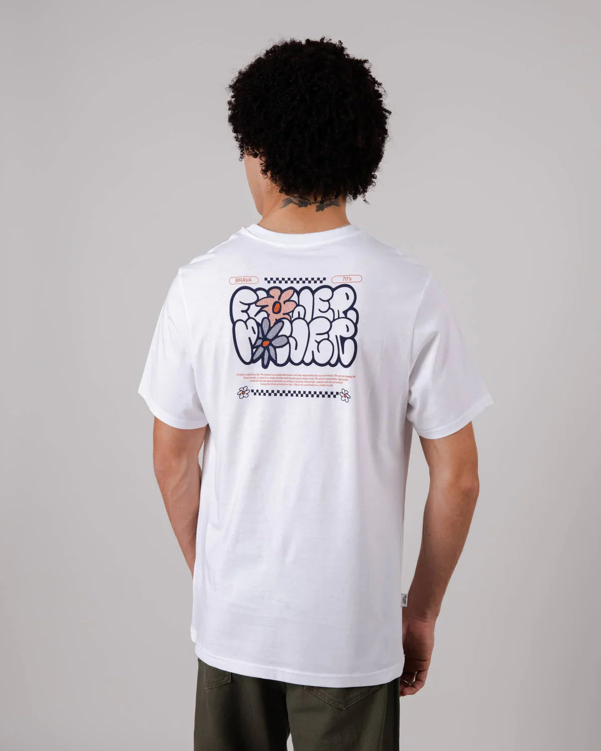 T-shirt imprimé en coton bio | Blanc "flower t-shirt off white"