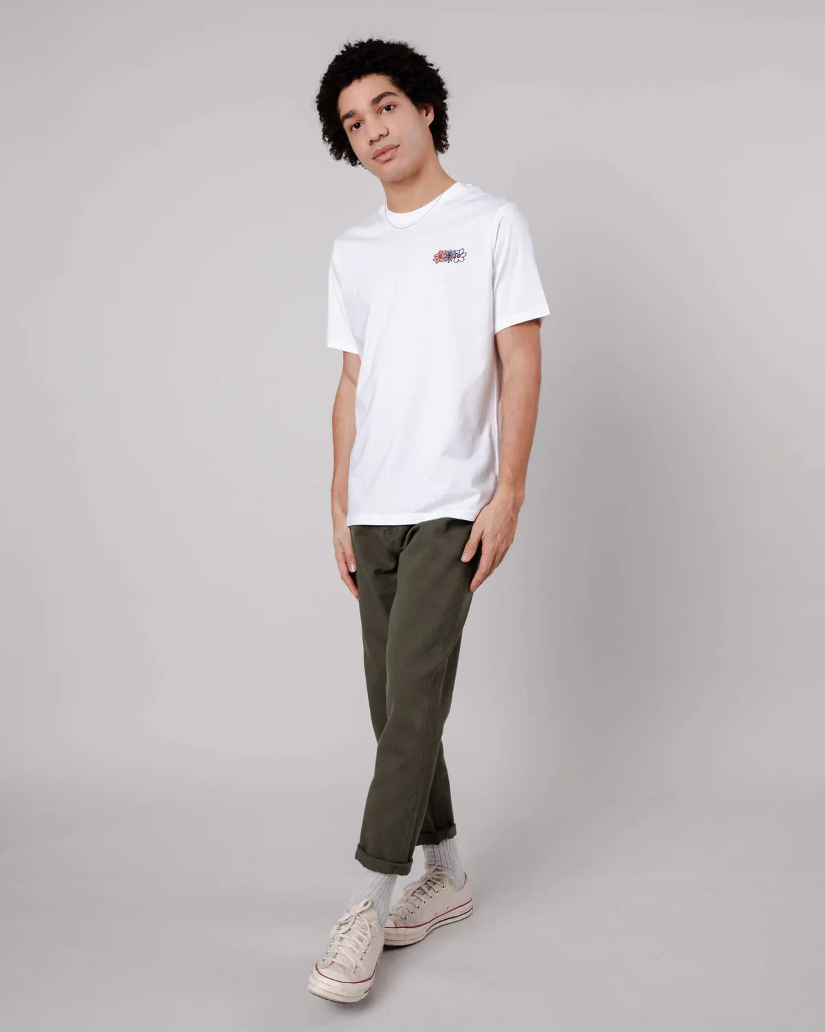 T-shirt imprimé en coton bio | Blanc "flower t-shirt off white"