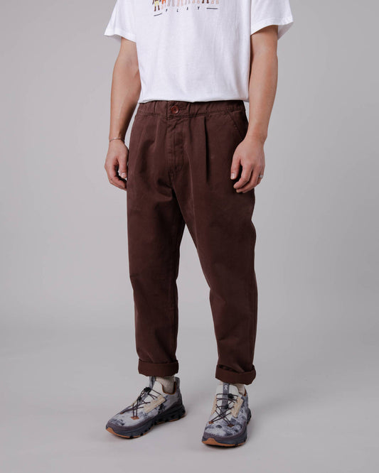 Chino en coton bio | marron "comfort chino brown"