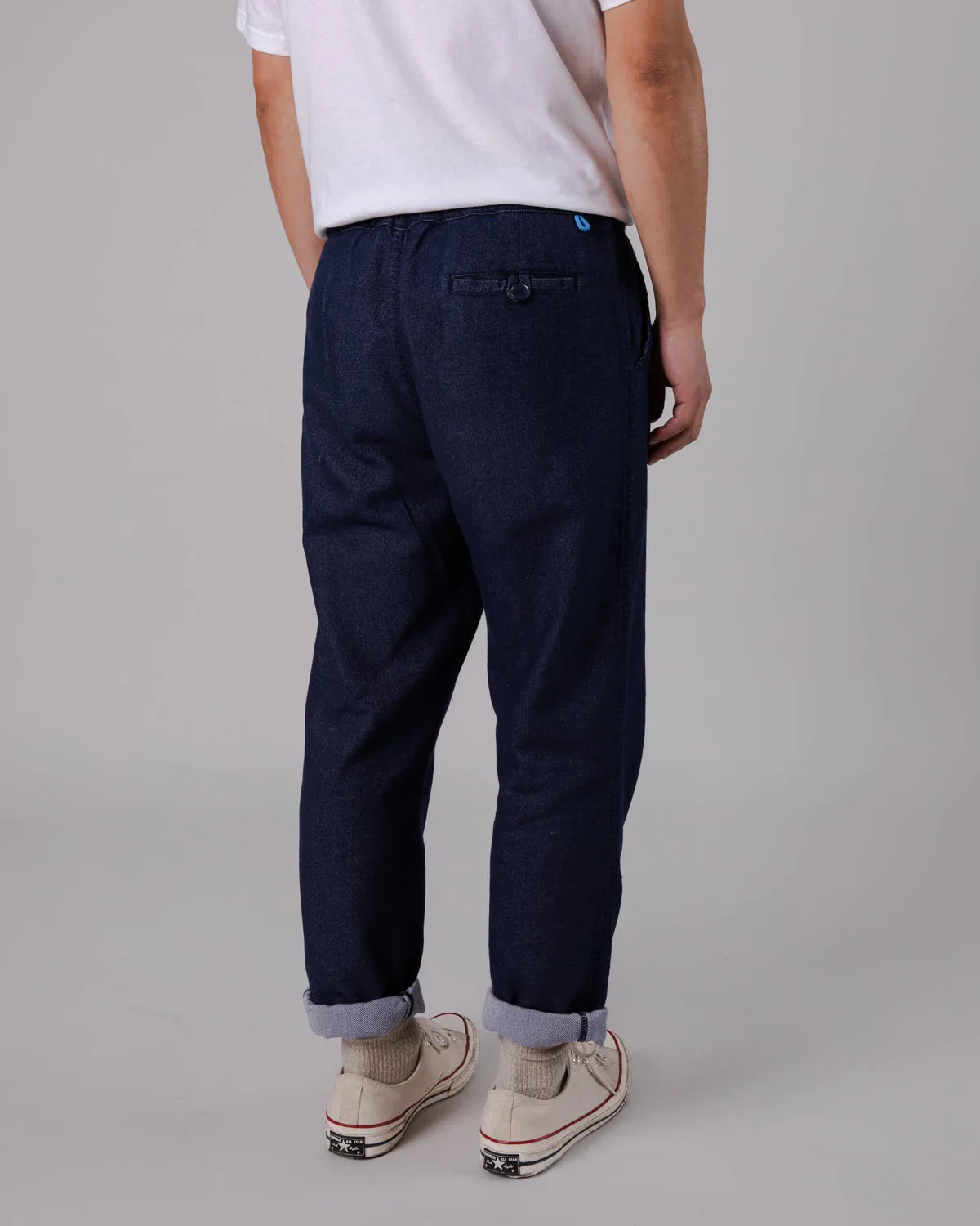 Pantalon ample en flanelle de coton bio | marine chiné "flannel comfort chino navy"