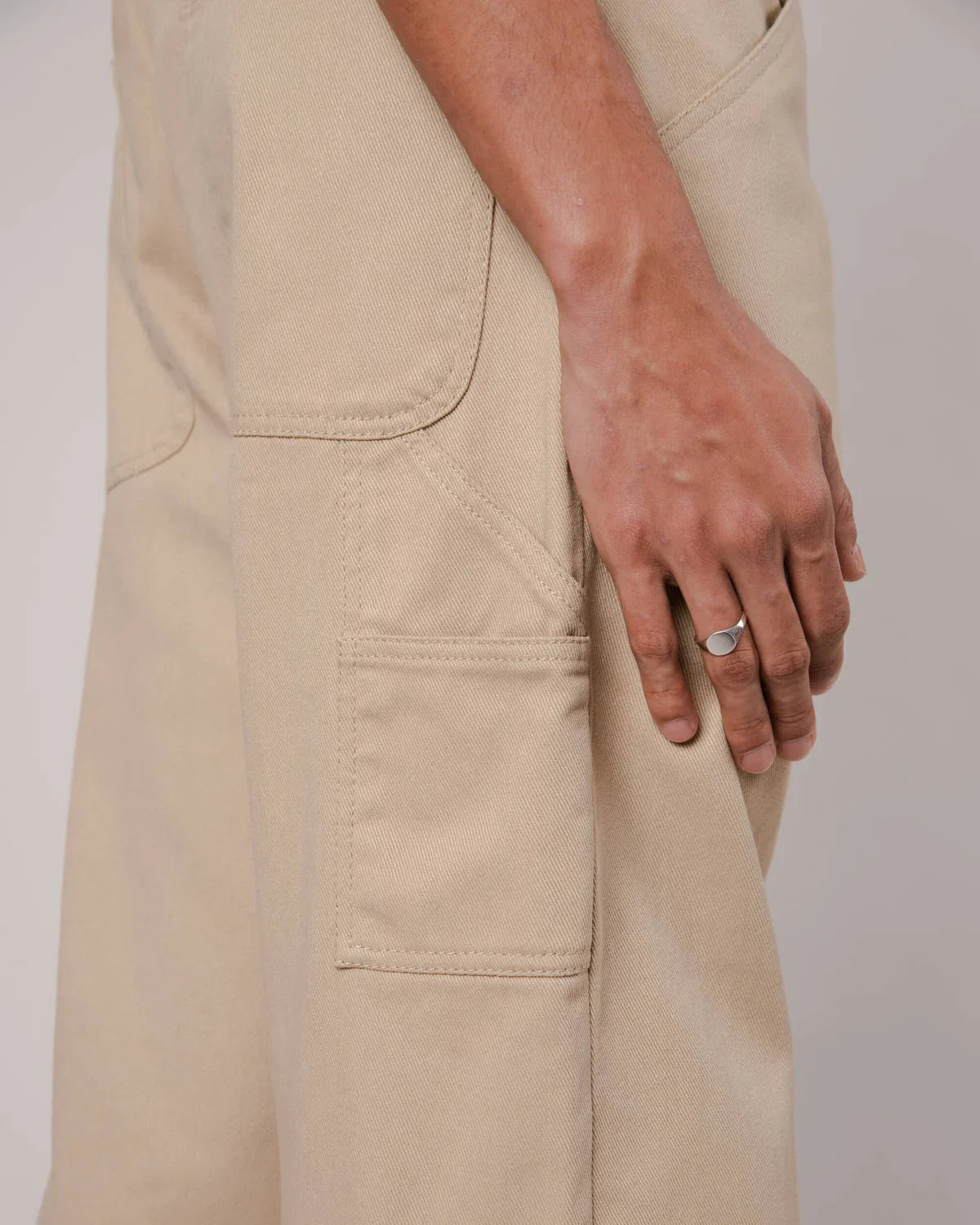 Pantalon cargo en coton bio | beige "workwear pant"