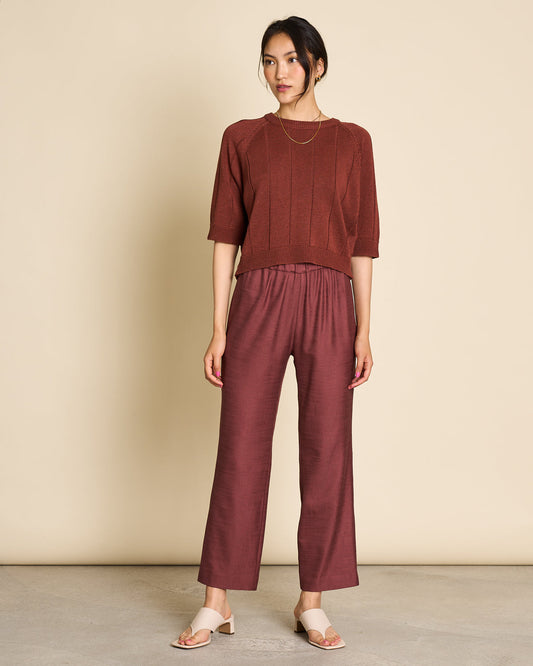 Pantalon droit terracotta en ecovero - adora marsala