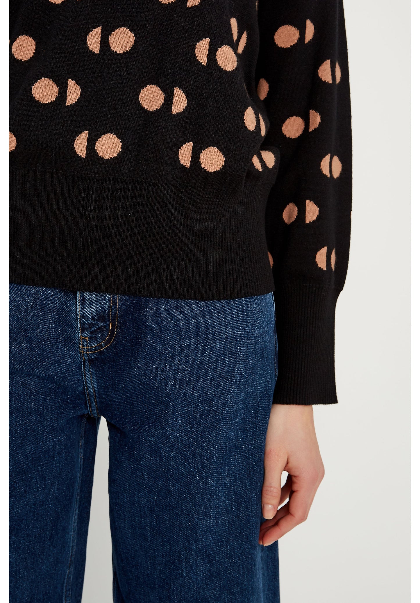 Pull à motifs noir en coton bio - emilia