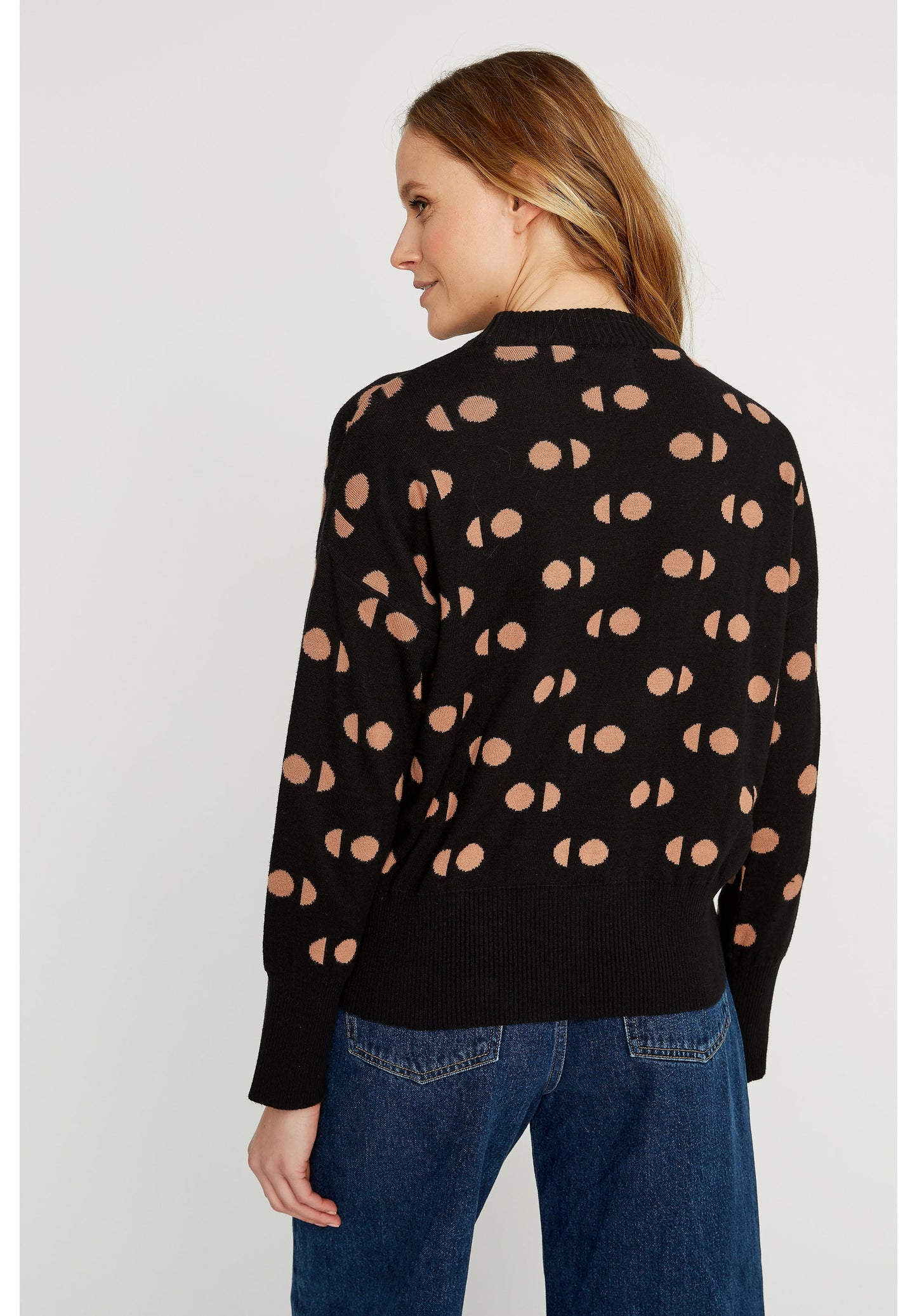 Pull à motifs noir en coton bio - emilia