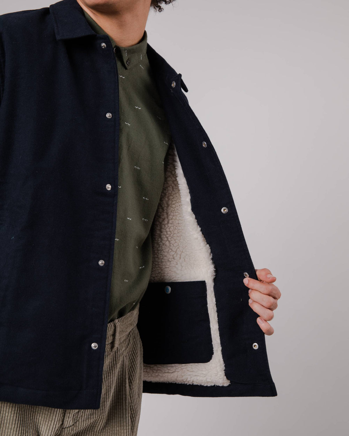 Manteau en coton bio | Marine 'teddy jacket navy'