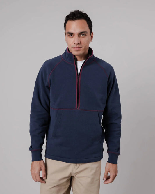 Sweat col zippé en coton bio | marine "zip up sweatshirt navy"