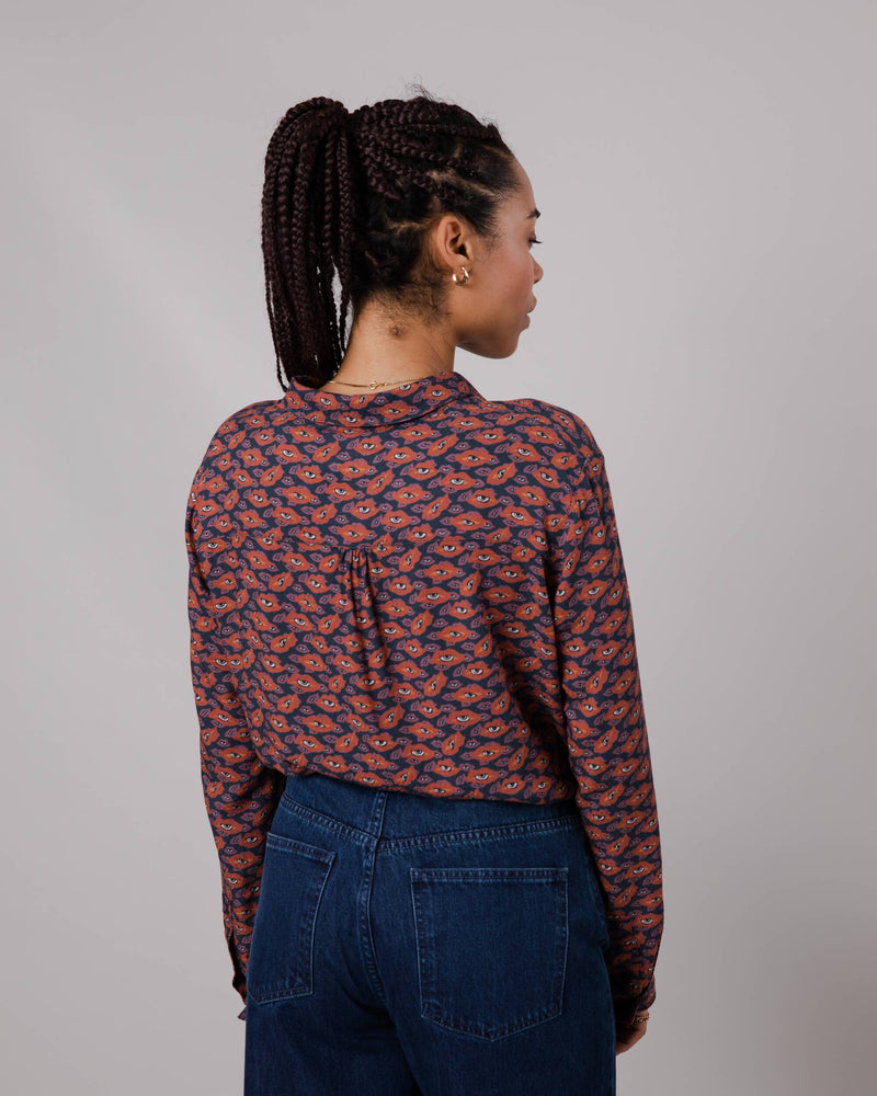 Chemisier en ecovero | multicolore "lips slim fit blouse red"
