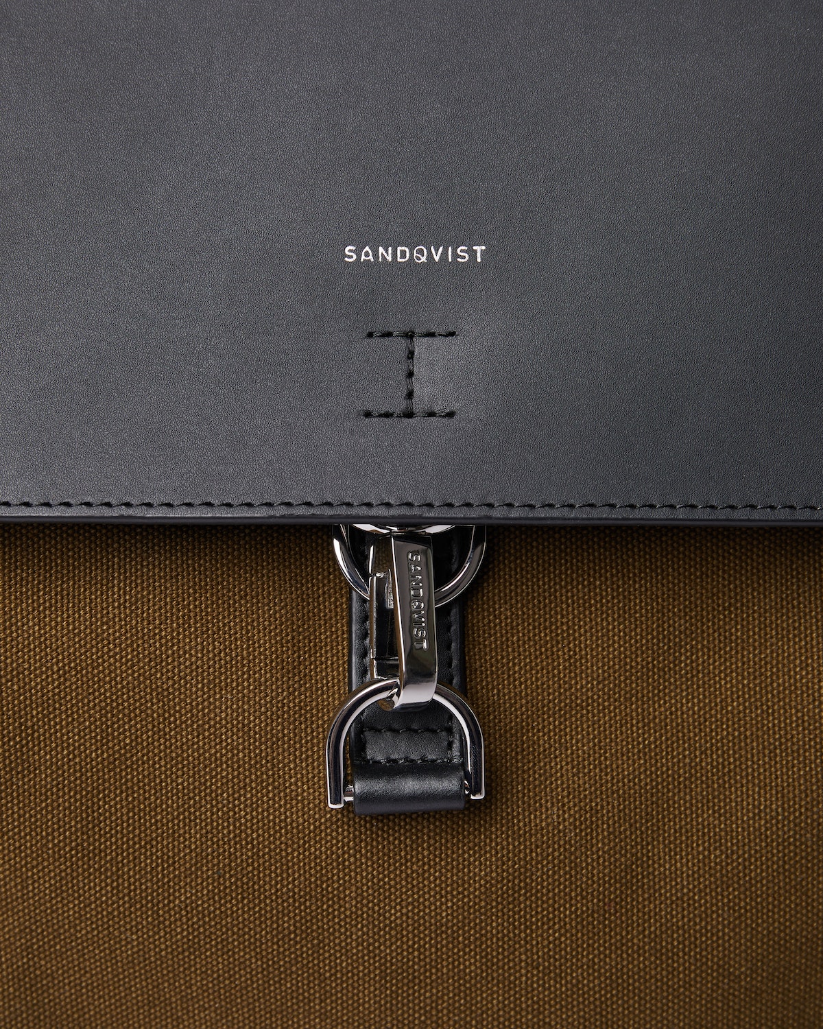 Sac à dos en coton bio et cuir - alva metal hook olive - olive