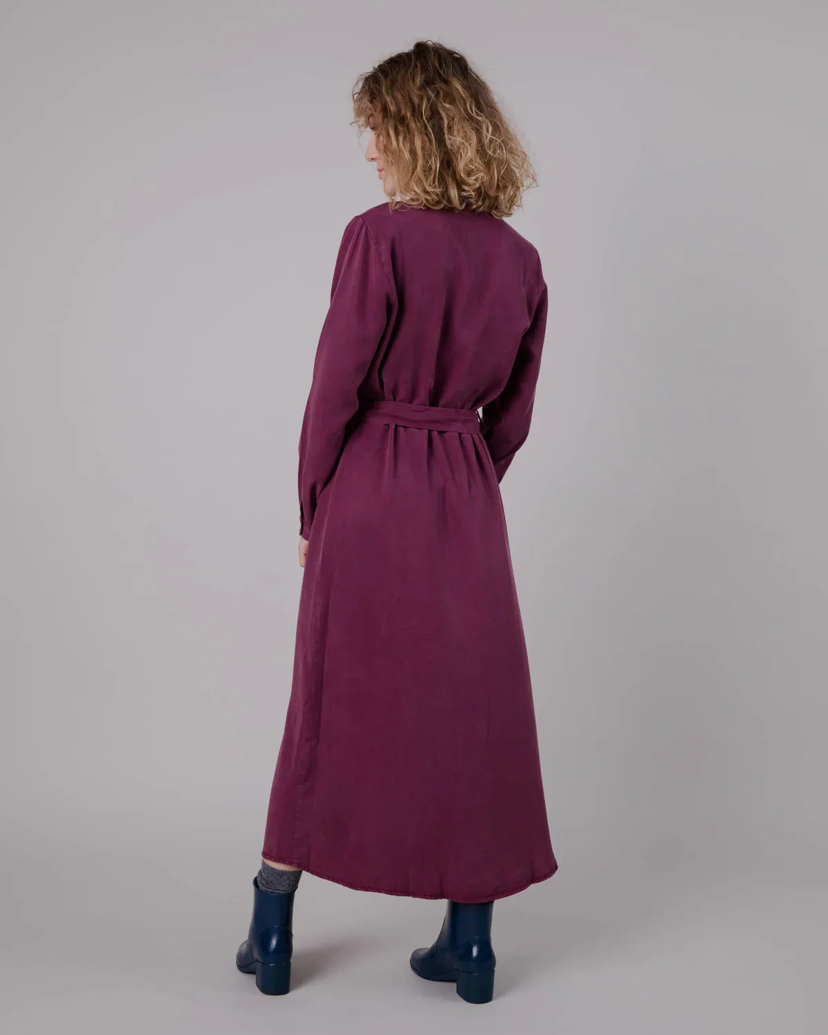 Robe longue en ecovero | prune "gina vneck long sleeve dress"