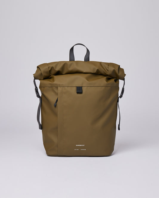 Sac à dos imperméable en matière recyclée | marron "konrad olive"