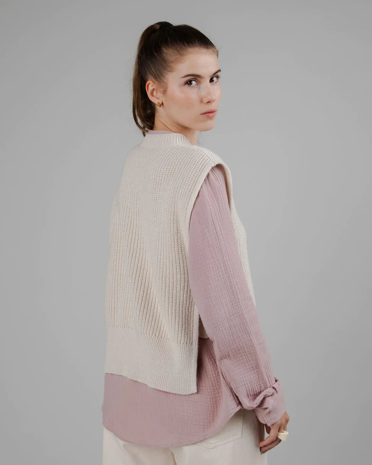 Pull sans manches en matières recyclées | écru "spencer waistcoat"