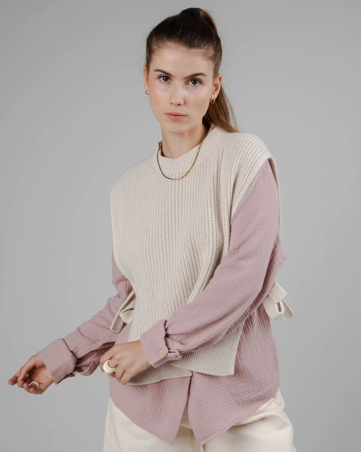 Pull sans manches en matières recyclées | écru "spencer waistcoat"