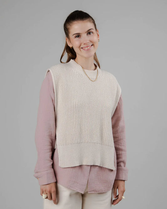Pull sans manches en matières recyclées | écru "spencer waistcoat"