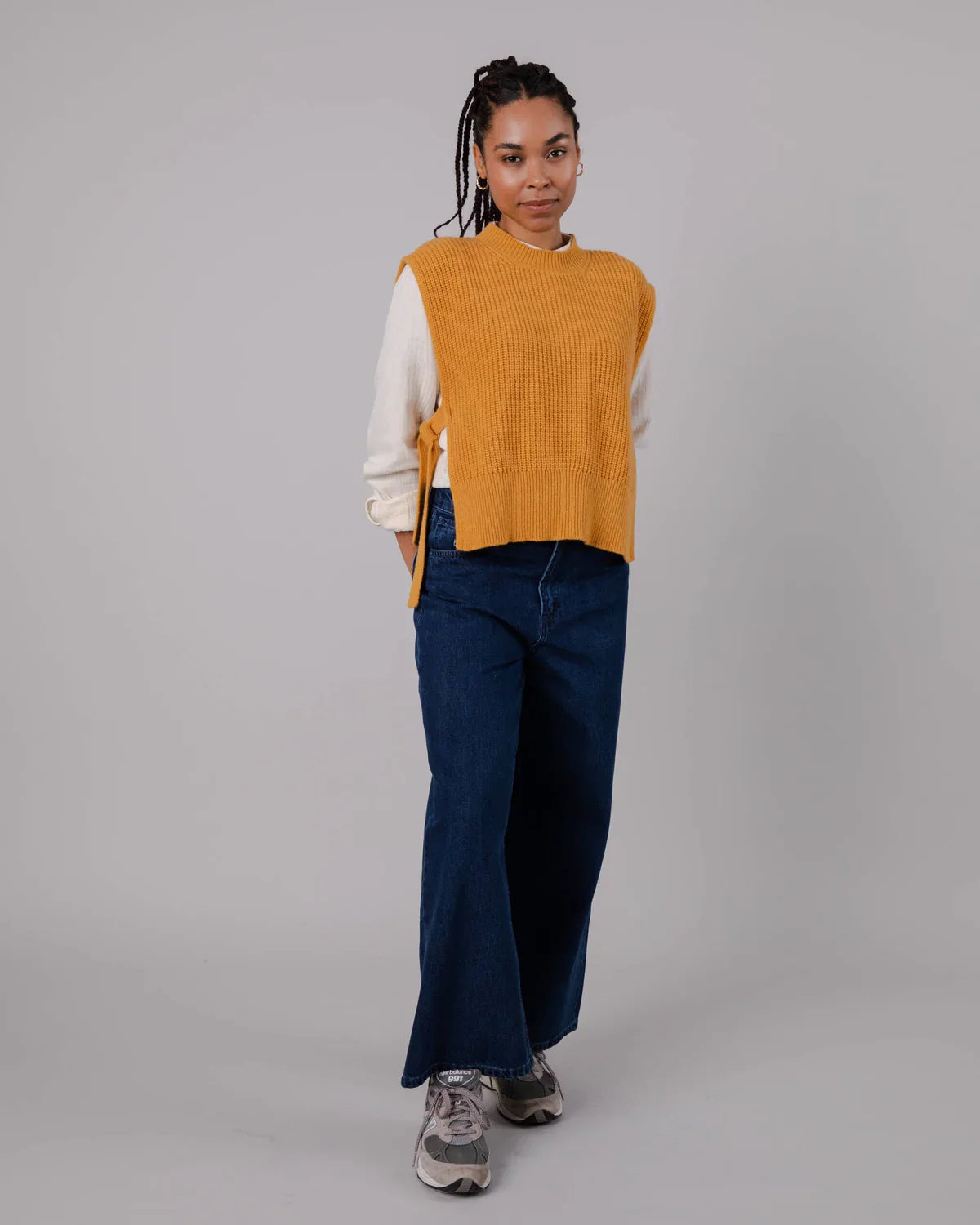 Pull sans manches en matières recyclées | moutarde "spencer waistcoat"