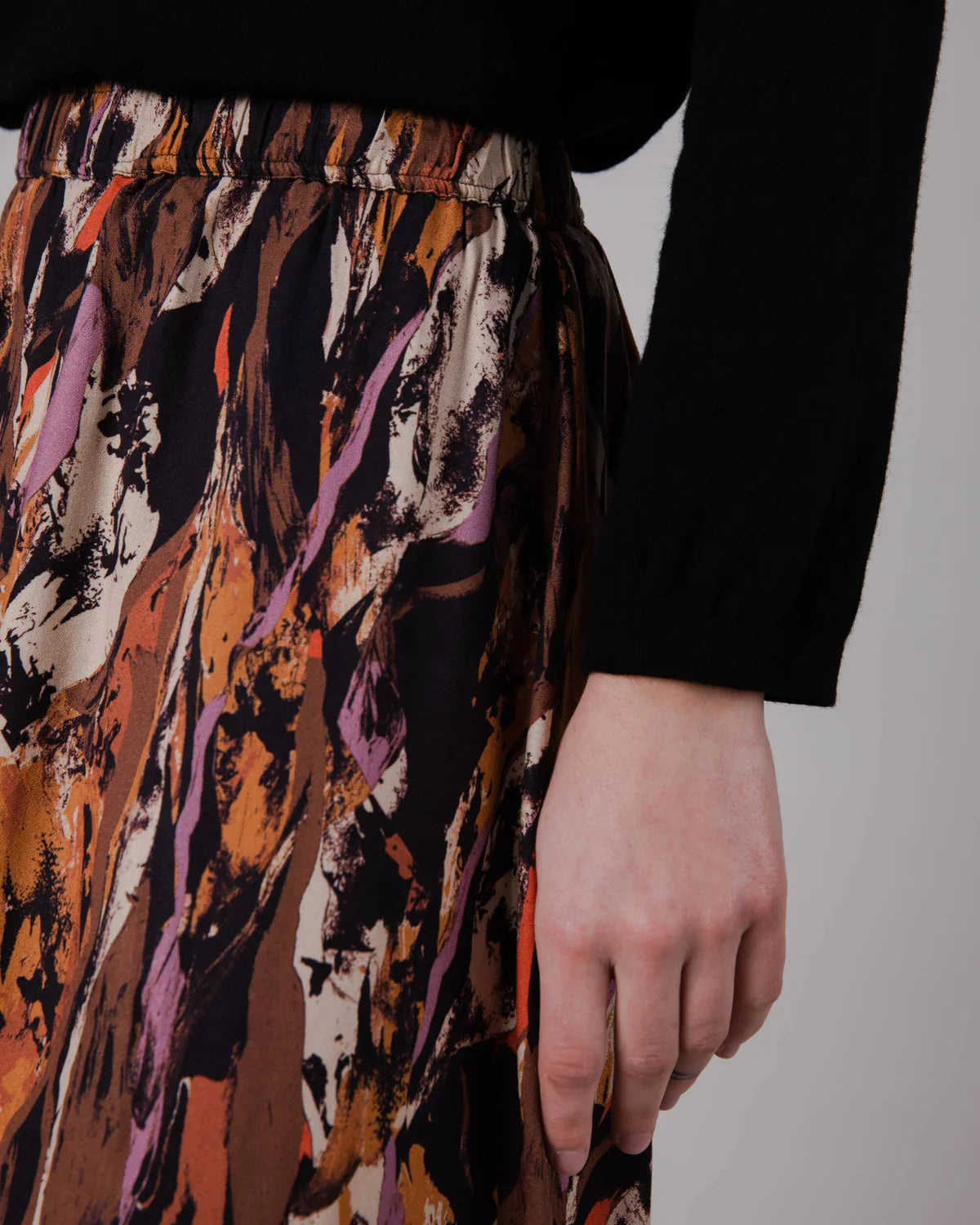 Jupe longue en ecovero | multicolore "Etna Long Skirt Brown"