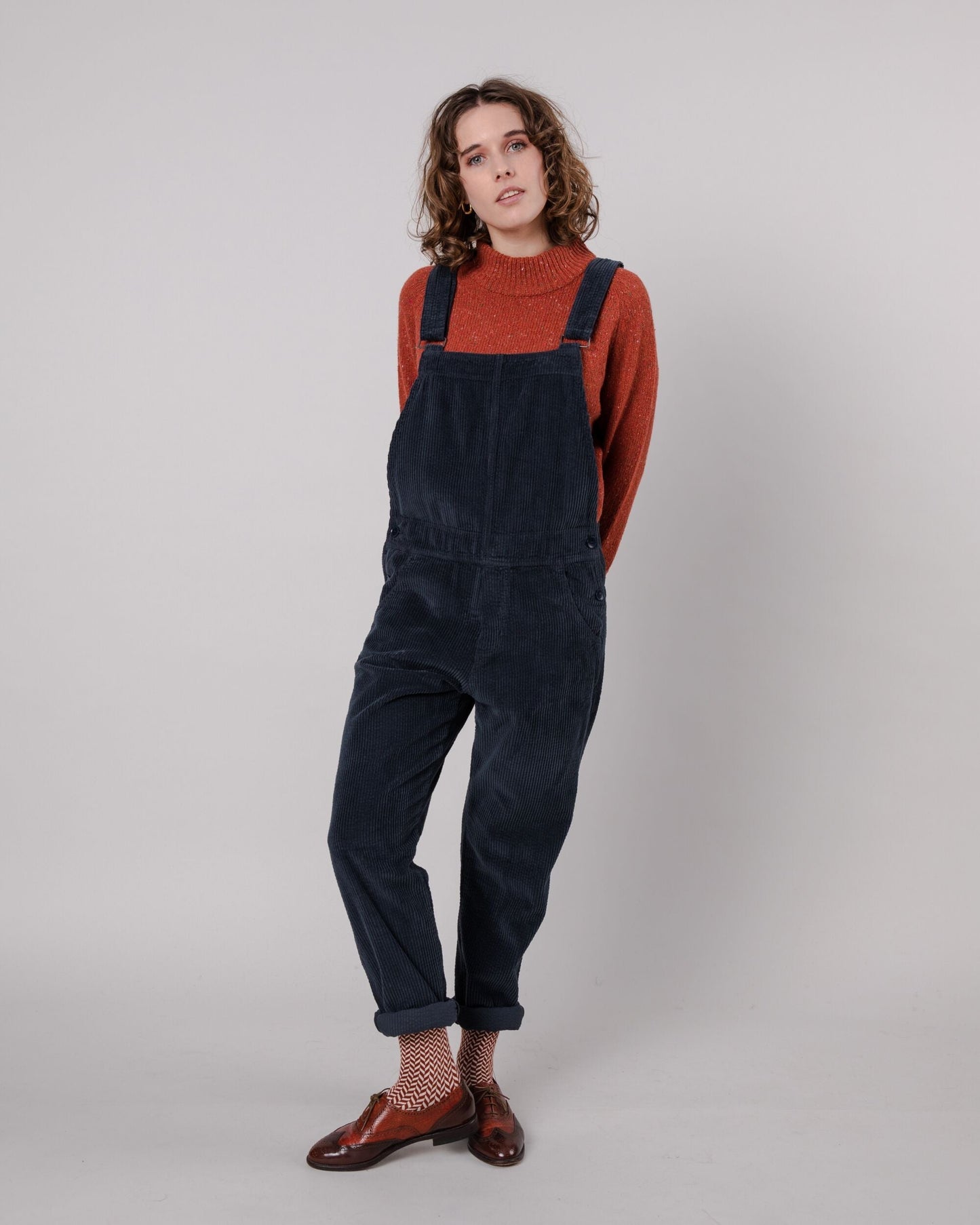 Salopette en velours côtelé de coton bio | Marine "workwear corduroy overall navy"